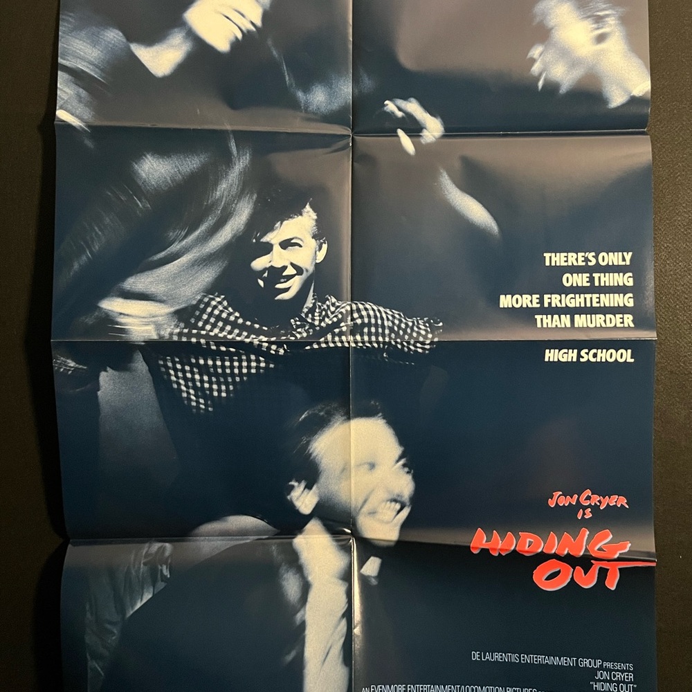 Hiding Out 1987 One Sheet Movie Poster Jon Cryer Vintage